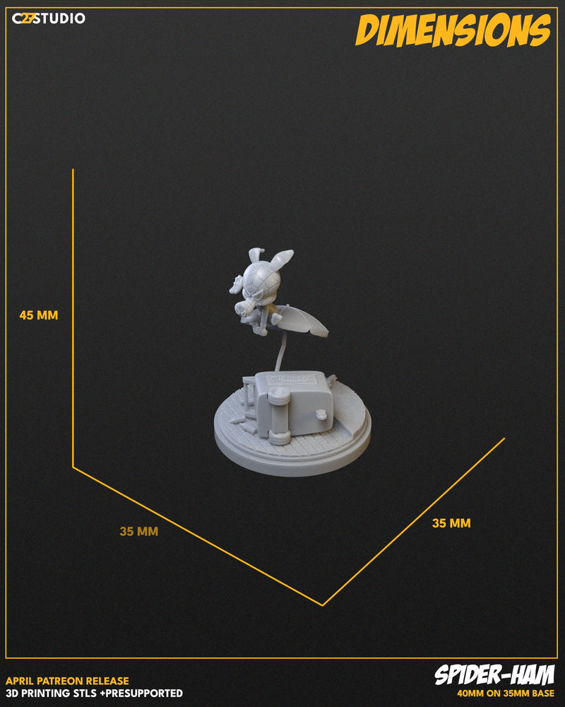 Spider-Ham Marvel MCP-compatible resin miniature by C27 Studios - product image 3