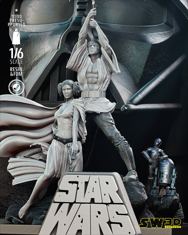New Hope Luke and Leia Diorama