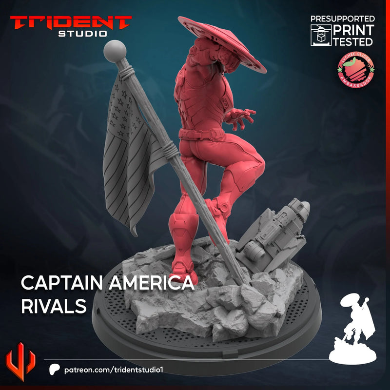 Captain America Rivals Marvel MCP-compatible 40mm resin proxy miniature by Trident Miniatures - product image 3