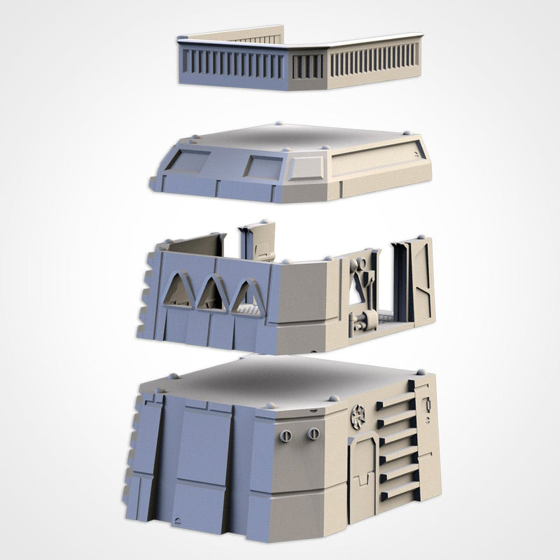 Modular Defense Turrets 3D printed terrain view 3