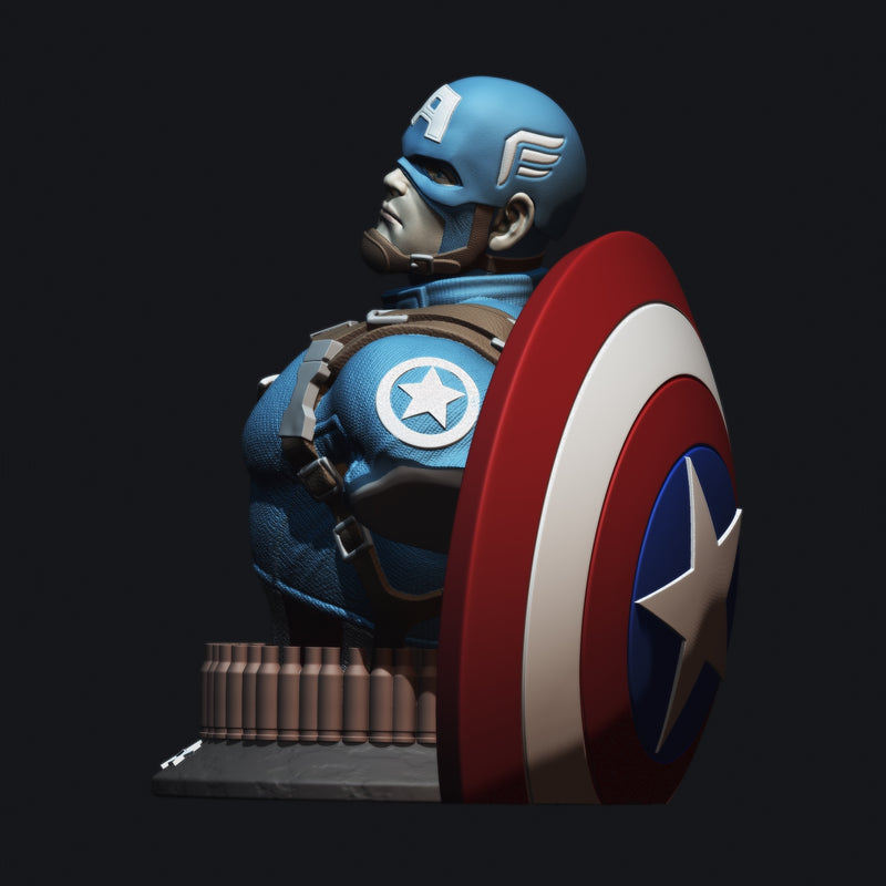 Captain America 3d Bust resin bust kit view 3