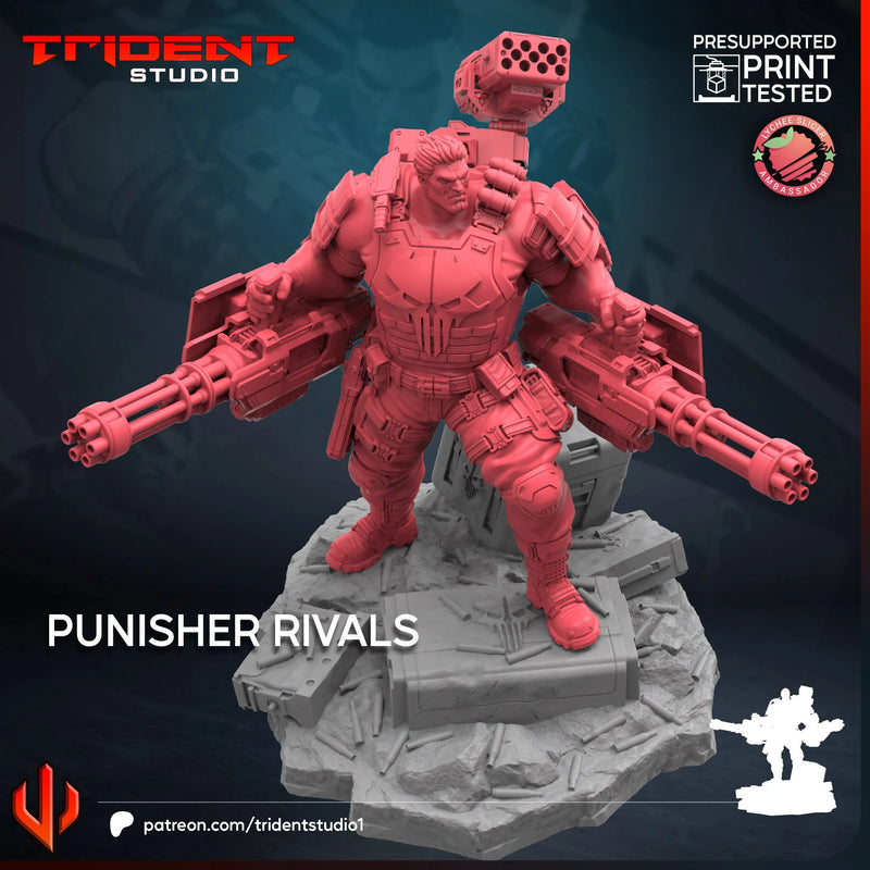 Punisher Rivals Marvel MCP-compatible 40mm resin proxy miniature by Trident Miniatures - product image 3