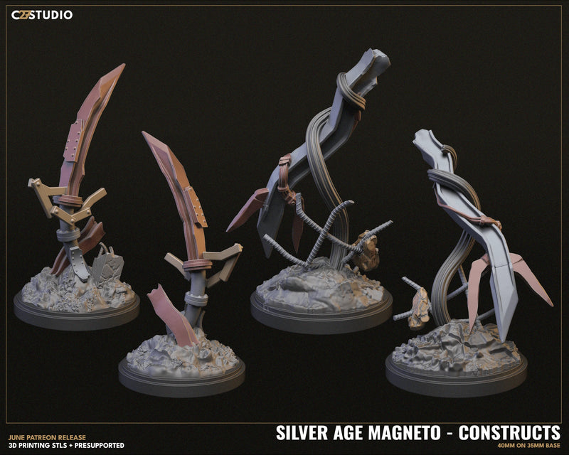 Magneto + Construct (Silver Age) Marvel MCP-compatible resin miniature by C27 Studios - product image 3
