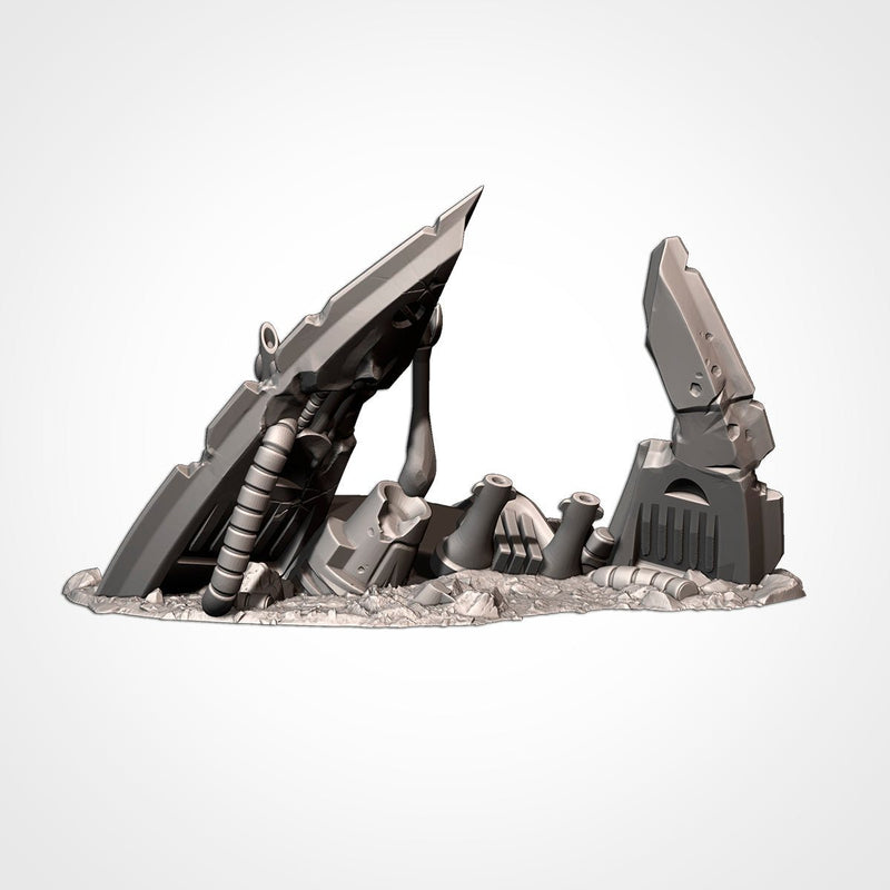 Xenos Crashed Ships 3D printed terrain view 3