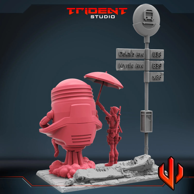 Gwenpool And MODOK Marvel MCP-compatible 40mm resin proxy miniature by Trident Miniatures - product image 3