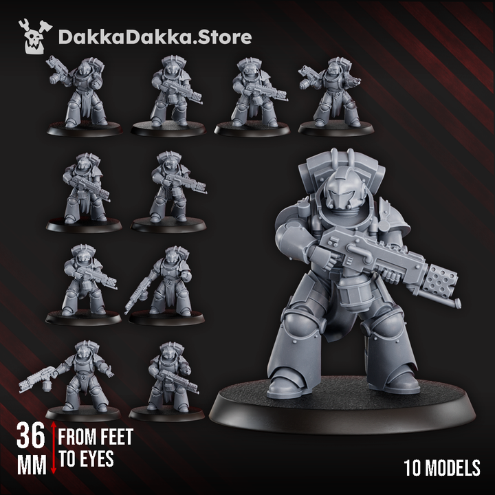 Space Knights Team Ignitium (x10) - Prime Armored Fire Squad - DakkaDakka Resin Miniature Squad - image 3