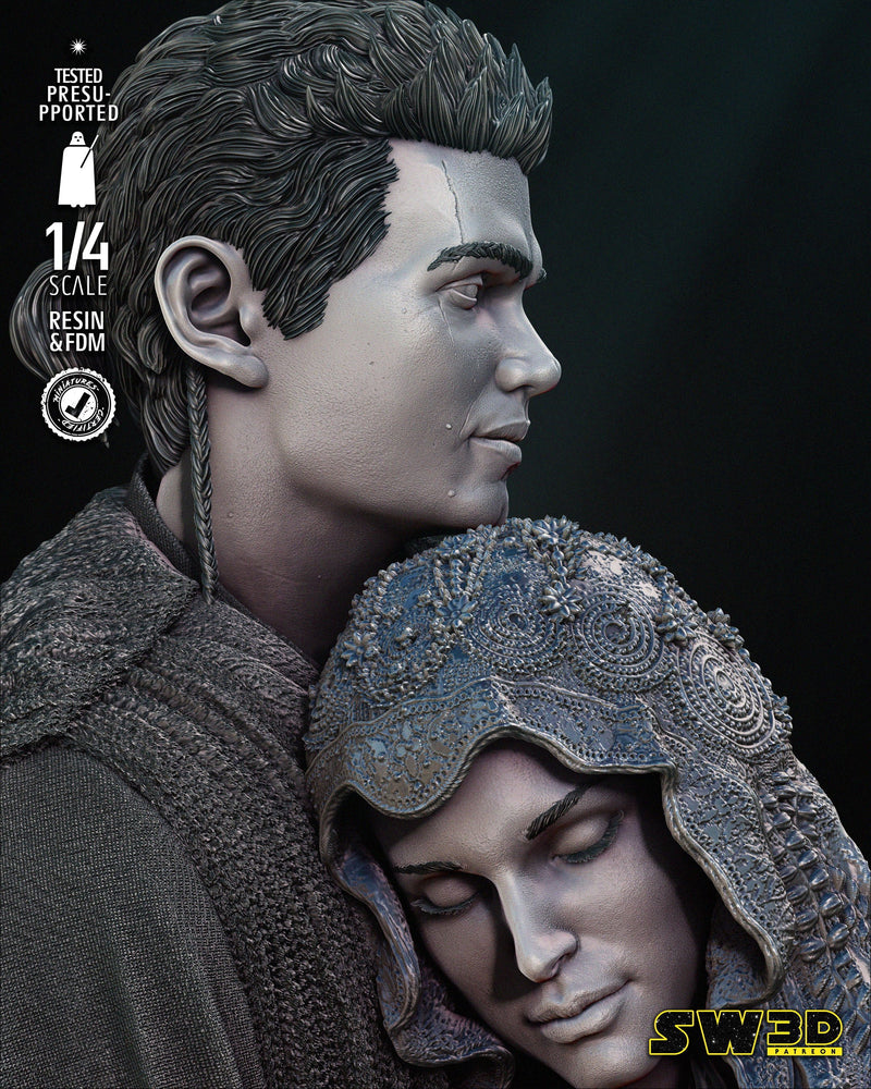 Young Anakin and Padme Bust Portrait