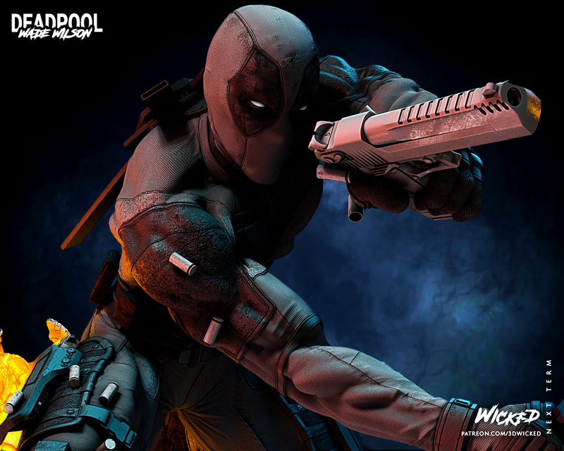 Deadpool Sculpture resin statue kit view 3