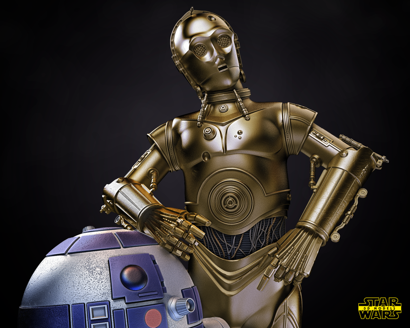 C3P0 AND R2D2 Sculpture