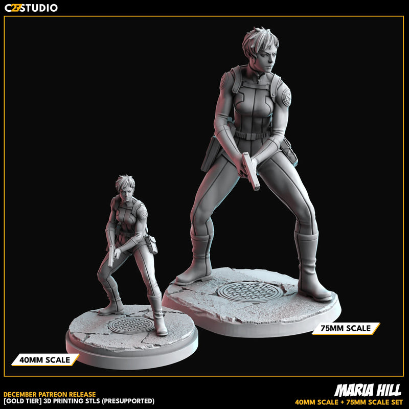 Maria Hill Marvel MCP-compatible resin miniature by C27 Studios - product image 3