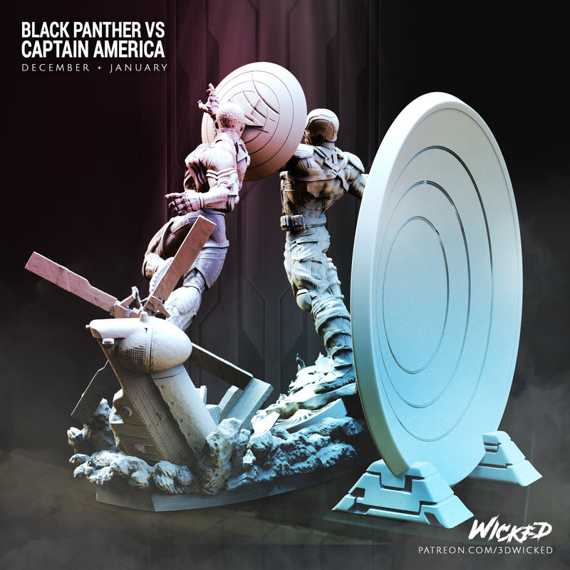 Captain America vs Black Panther diorama base resin diorama kit view 3