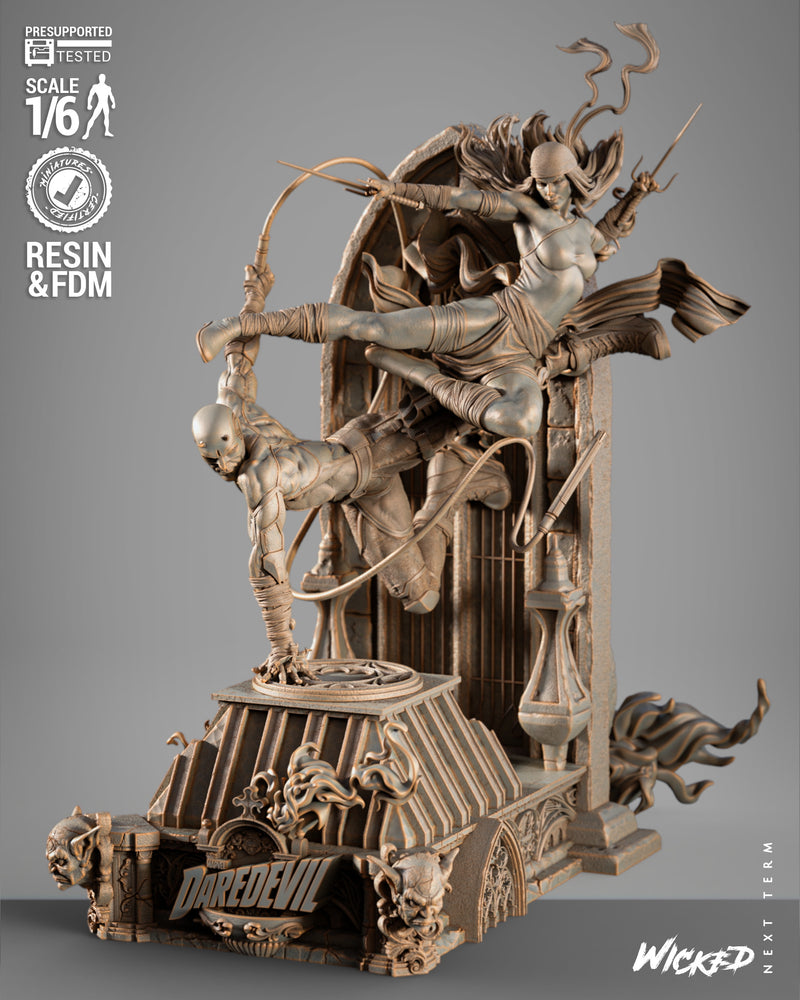 Daredevil and Electra Diorama resin diorama kit view 3