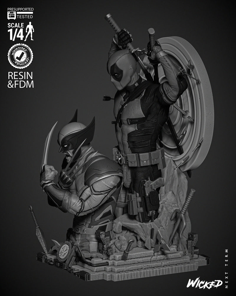 Deadpool and Wolverine 2024 Bust Diorama resin bust kit view 3