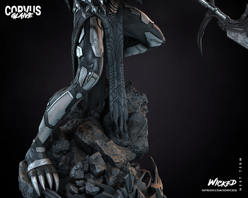 Corvus Glaive Sculpture resin statue kit view 3