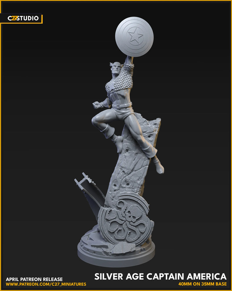 Captain America (Silver Age) Marvel MCP-compatible resin miniature by C27 Studios - product image 3