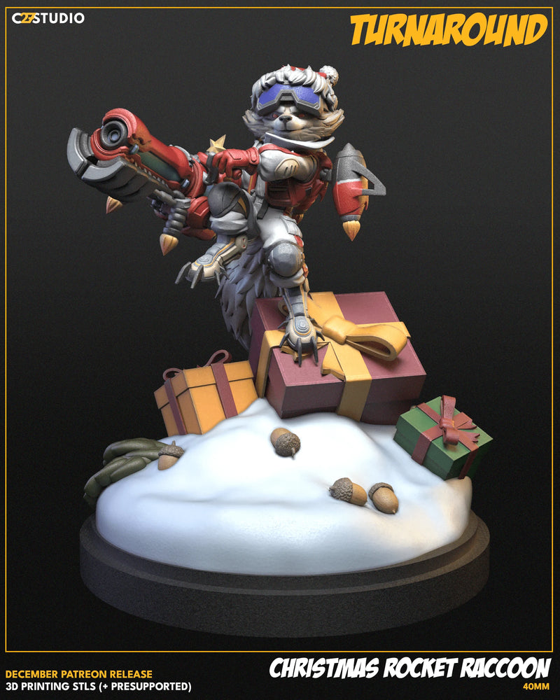 Rocket Raccoon Christmas Marvel MCP-compatible resin miniature by C27 Studios - product image 3