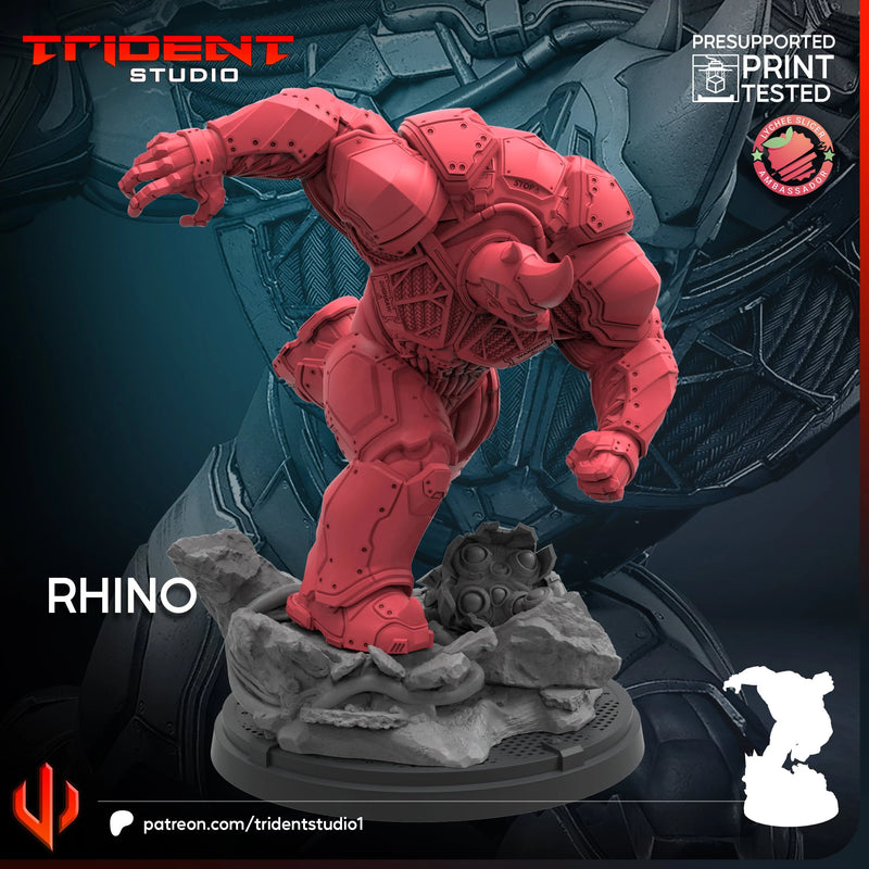 Rhino PS4 Marvel MCP-compatible 40mm resin proxy miniature by Trident Miniatures - product image 3