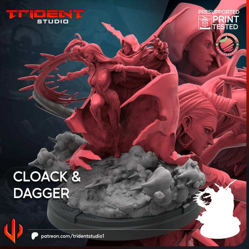 Cloak And Dagger Marvel MCP-compatible 40mm resin proxy miniature by Trident Miniatures - product image 3