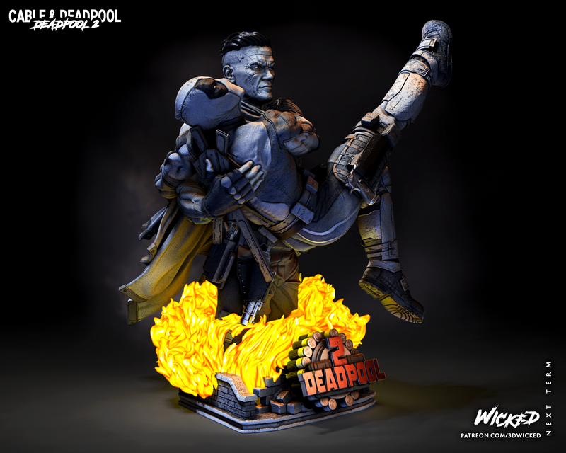 Deadpool and Cable Bust resin bust kit view 3