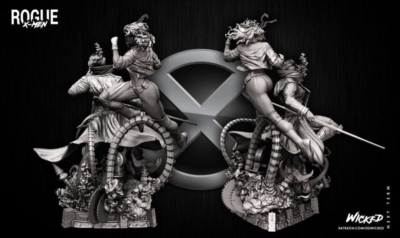 DIORAMA BASE + Rogue Sculpture + Gambit Sculpture resin diorama kit view 3