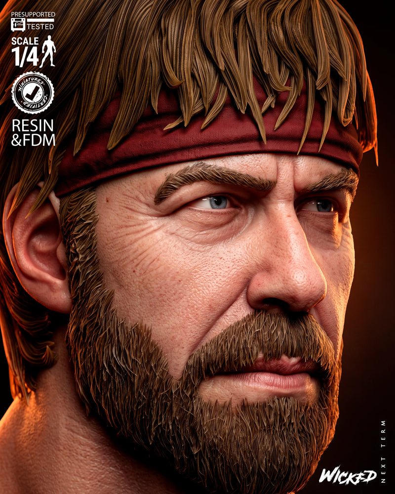 Chuck Norris Lone Wolf Bust resin bust kit view 3