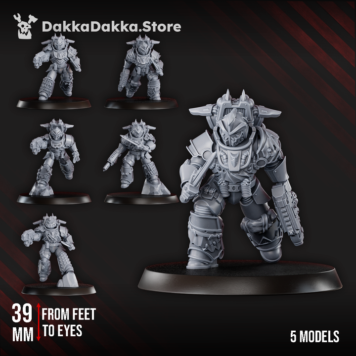 White Megalodon Clan Storm Squad with Jetpacks (x5) - Prime Armored Assault Unit of Space Knights - DakkaDakka Resin Miniature Squad - image 3