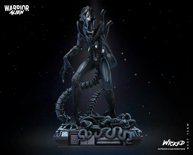 Alien Warrior Sculpture resin statue kit view 3