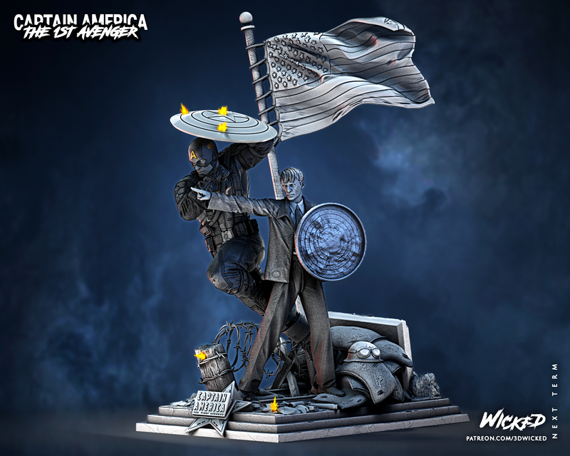 Captain America and Steve Rogers Sculptures DIORAMA COMPLETE resin diorama kit view 3