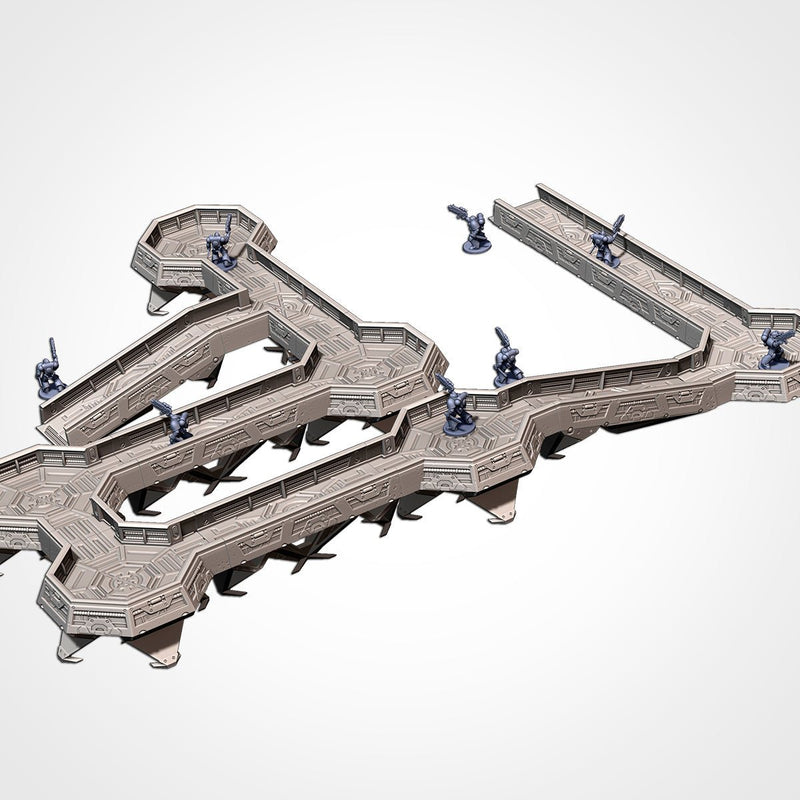 Modular Trenches / Walkways Sci-Fi 3D printed terrain view 3