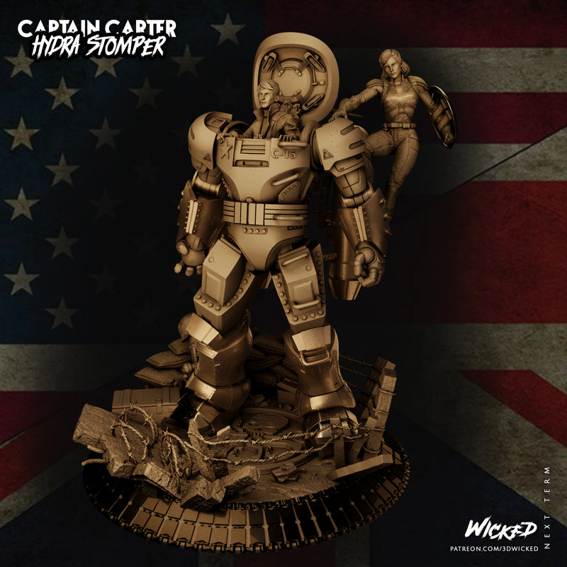 Cap. Carter + Hydra Stomper Sculpture resin statue kit view 3