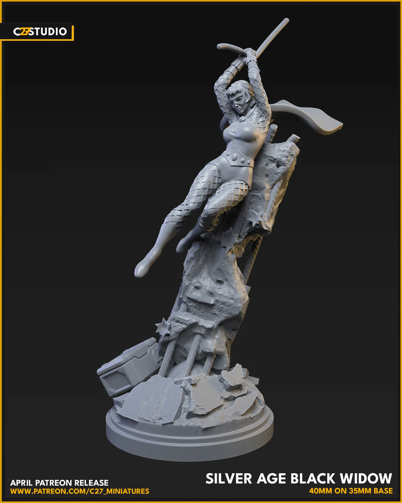 Black Widow (Silver Age) Marvel MCP-compatible resin miniature by C27 Studios - product image 3