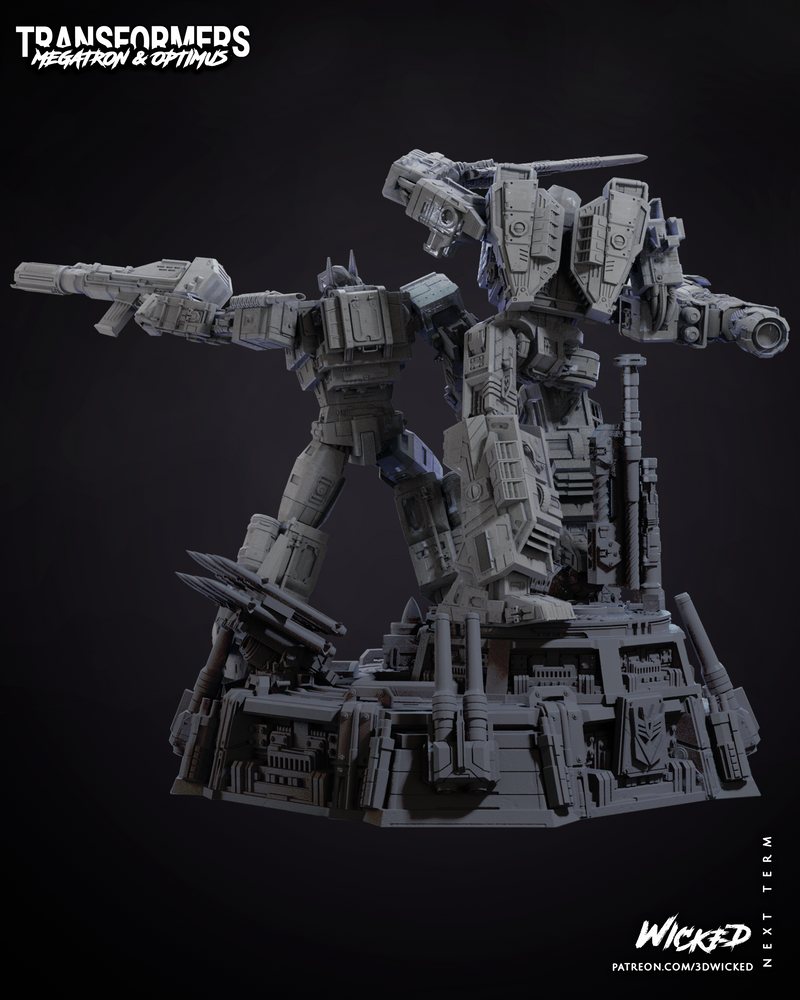 DIORAMA BASE + Optimus Sculpture + Megatron Sculpture resin diorama kit view 3