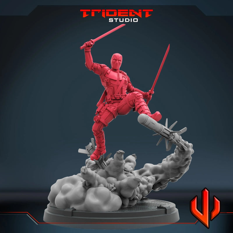 Deadpool Marvel MCP-compatible 40mm resin proxy miniature by Trident Miniatures - product image 3
