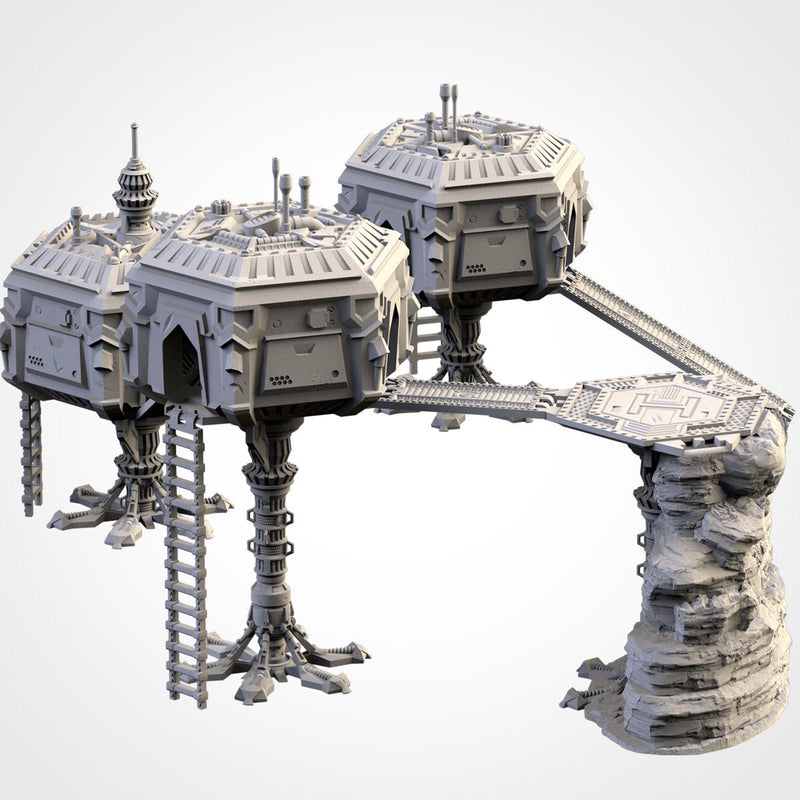 Sci-Fi City 3D printed terrain view 3
