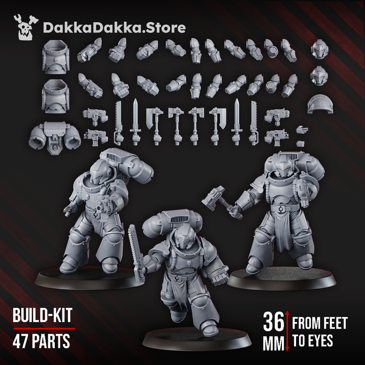 Space Knights Storm Squad with Jetpacks Build Kit - Prime Armored Assault Unit - DakkaDakka Resin Build Kit - image 3
