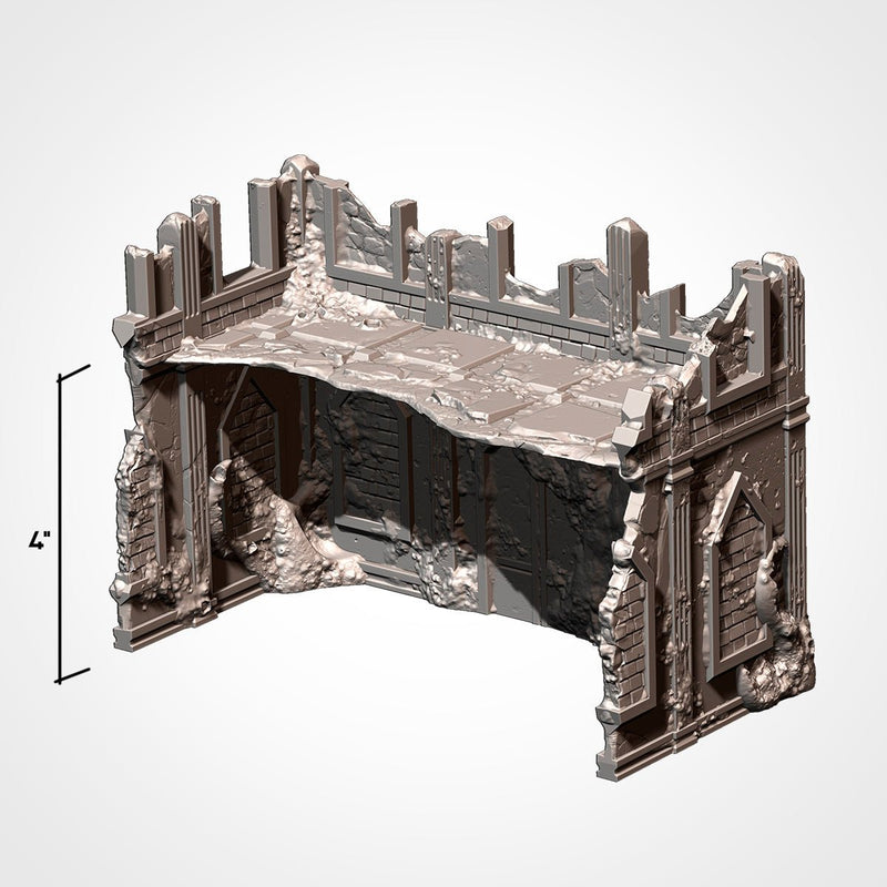 Infected Ruins GW 10th 3D printed terrain view 3