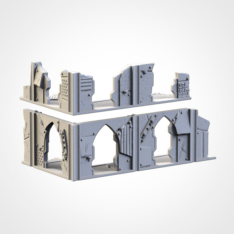 Post-Apocalyptic Ruins WTC Set 01 3D printed terrain view 3