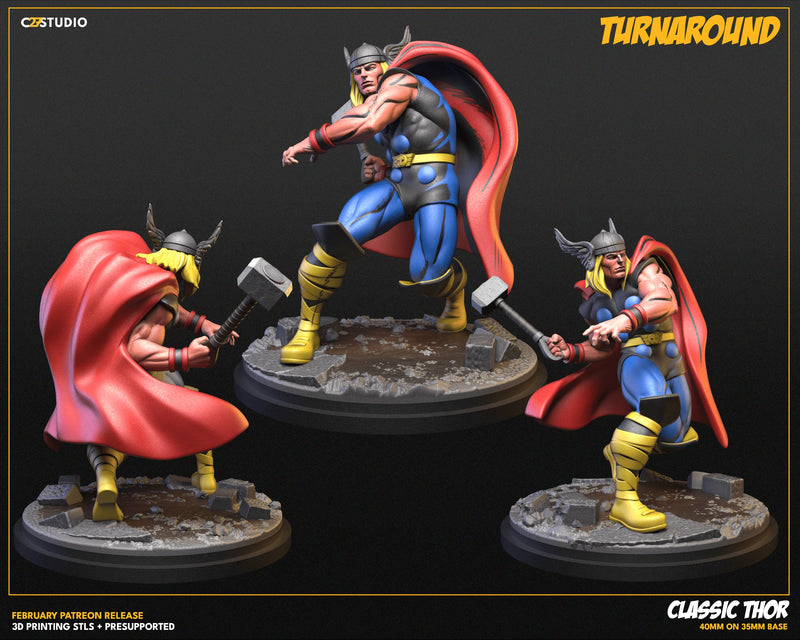 Thor (Classic) Marvel MCP-compatible resin miniature by C27 Studios - product image 3