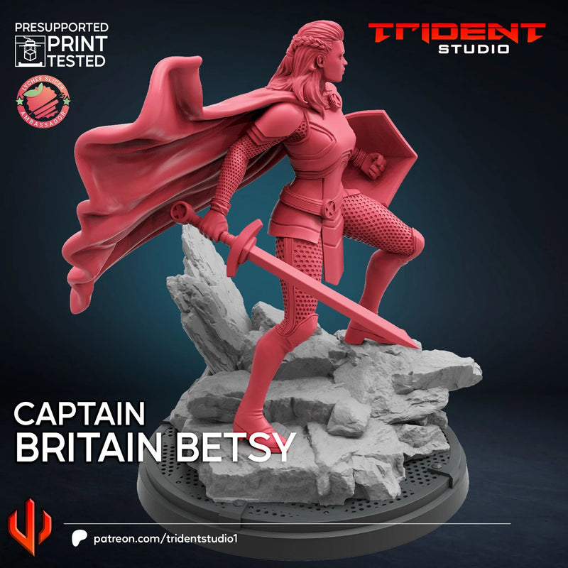Captain Britain Betsy Marvel MCP-compatible 40mm resin proxy miniature by Trident Miniatures - product image 3