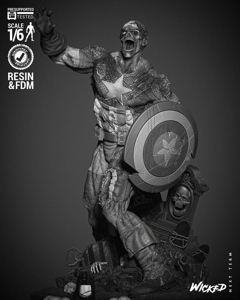 Captain America Zombie Sculpture resin statue kit view 4