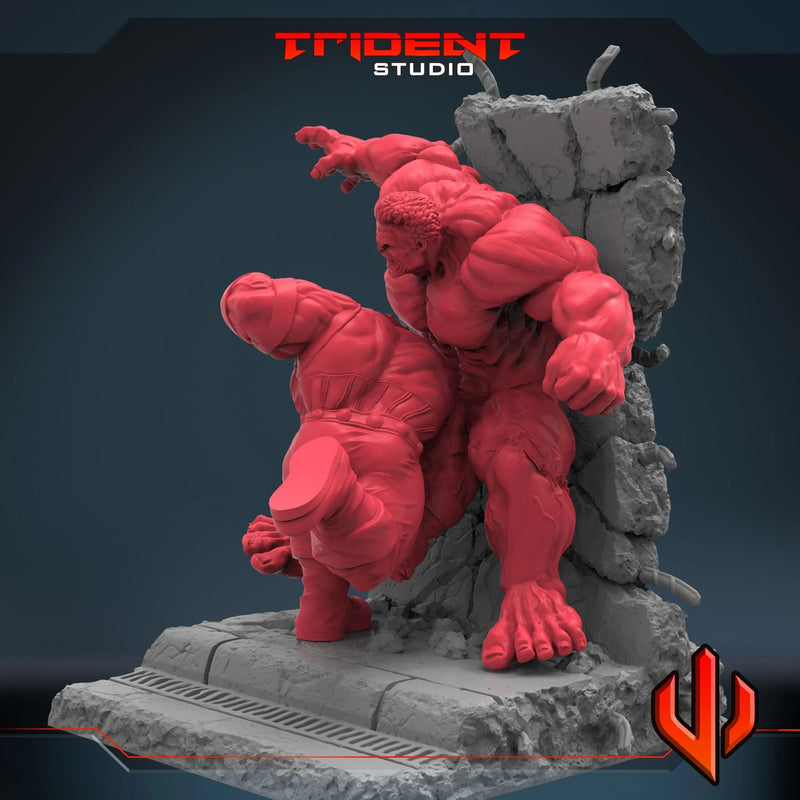 Hulk Vs Juggernaut Marvel MCP-compatible 40mm resin proxy miniature by Trident Miniatures - product image 4