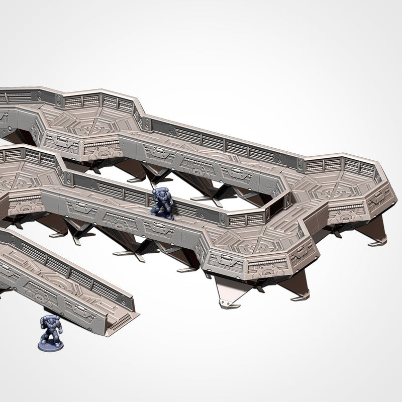 Modular Trenches / Walkways Sci-Fi 3D printed terrain view 4
