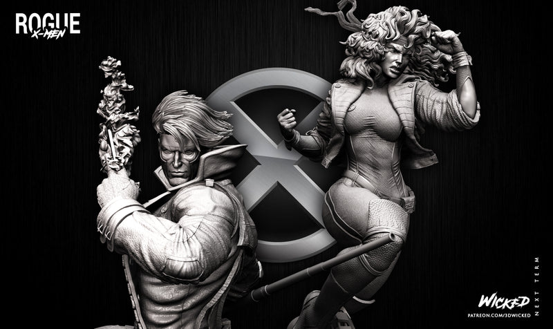 DIORAMA BASE + Rogue Sculpture + Gambit Sculpture resin diorama kit view 4