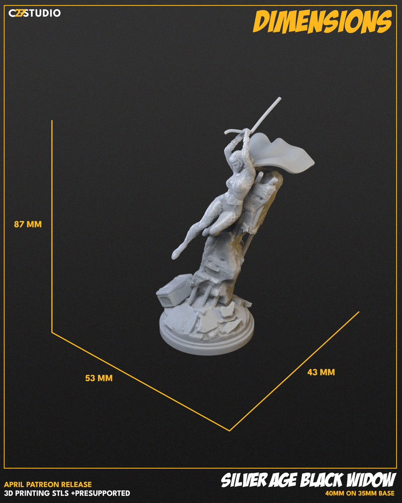 Black Widow (Silver Age) Marvel MCP-compatible resin miniature by C27 Studios - product image 4
