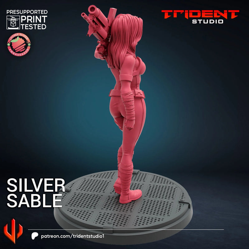 Silver Sable - Sculpt B Marvel MCP-compatible 40mm resin proxy miniature by Trident Miniatures - product image 4