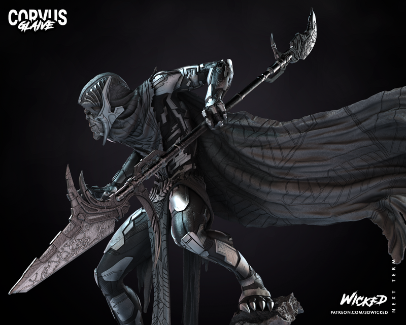 Corvus Glaive Sculpture resin statue kit view 4