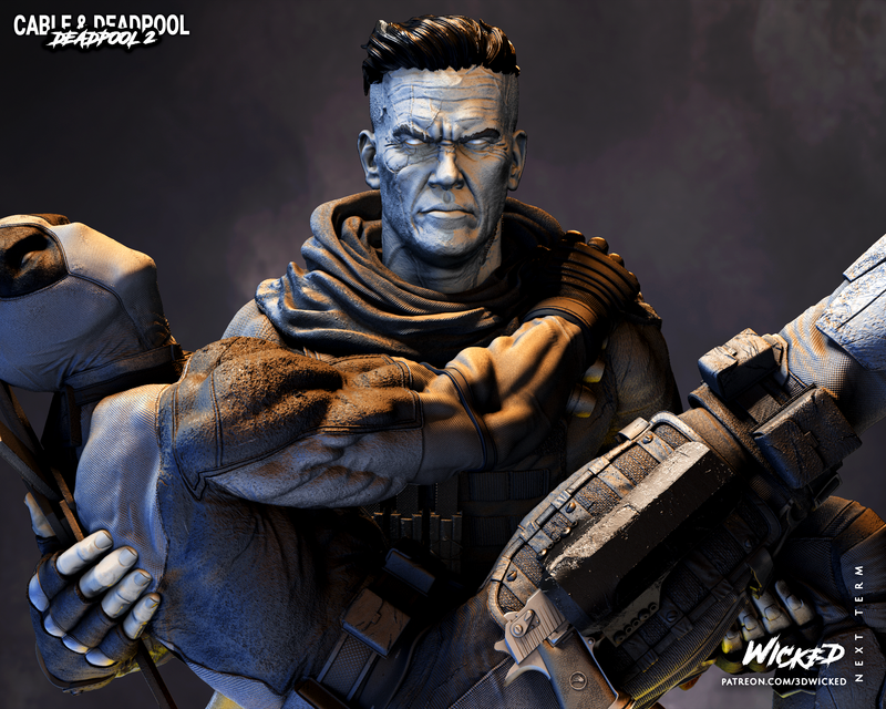 Deadpool and Cable Bust resin bust kit view 4