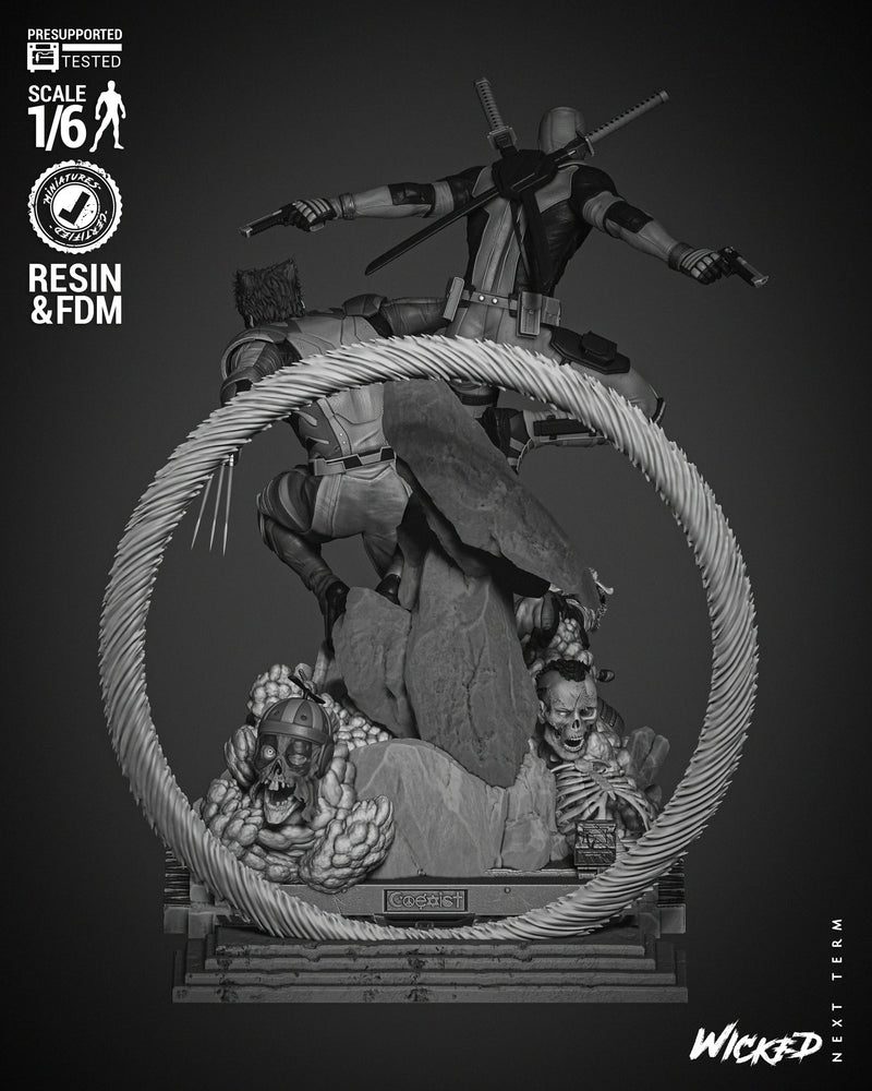 Deadpool and Wolverine Diorama Sculpture resin diorama kit view 4