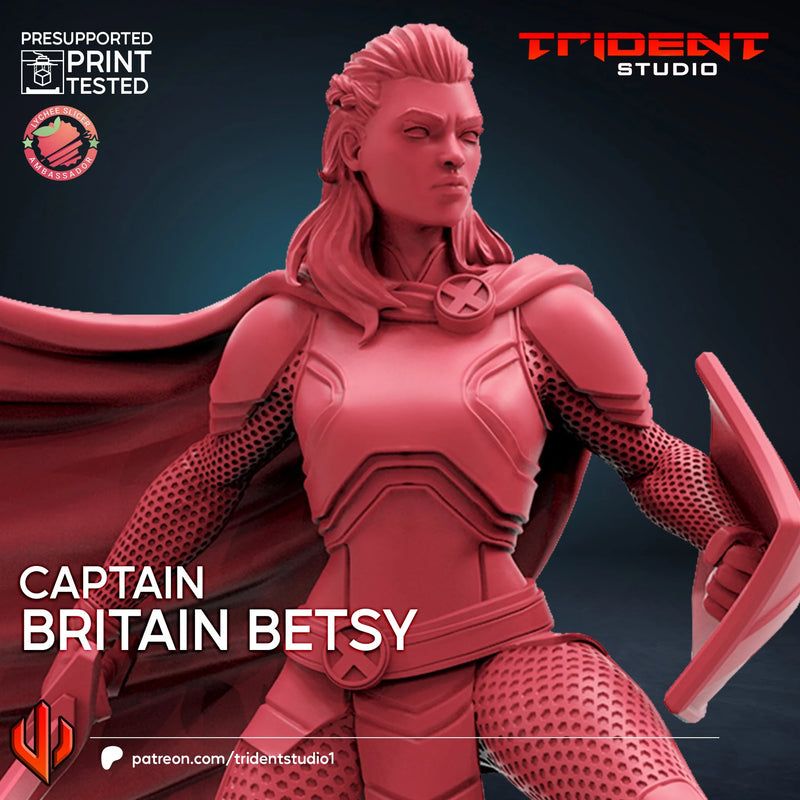 Captain Britain Betsy Marvel MCP-compatible 40mm resin proxy miniature by Trident Miniatures - product image 4