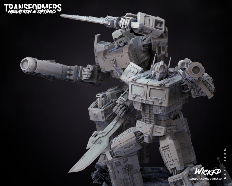 DIORAMA BASE + Optimus Sculpture + Megatron Sculpture resin diorama kit view 4